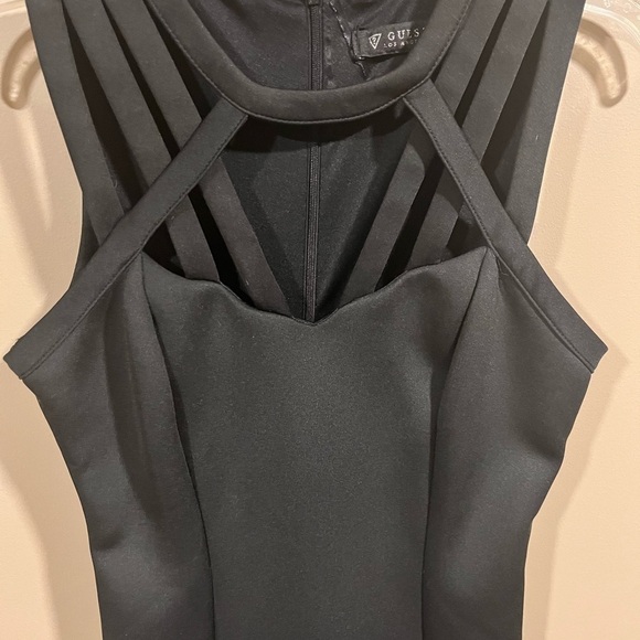 GUESS Black Sleeveless Cutout MIDI Fitted Dress Size Small Career Office - Picture 5 of 7